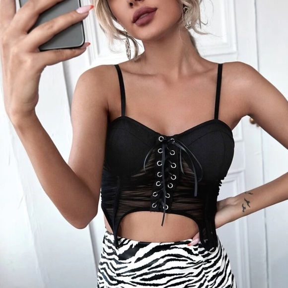 Chic Nation Tops - - Lace Up bustier top